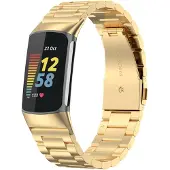 Fitbit Charge 5 kralen stalen schakel band - goud