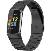 Fitbit Charge 5 kralen stalen schakel band - zwart