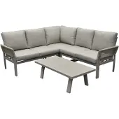 AVH-Collectie Saigon hoek loungeset 4 delig latte zand aluminium