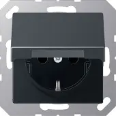 JUNG JG SCHUKO stopcontact A1520BFKLANM, klapdeksel, breekvaste uitvoering, serie antraciet, mat