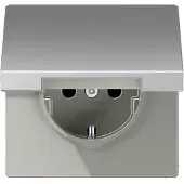 JUNG AL 1520 KIKL stopcontact met klapdeksel en verhoogde bescherming tegen aanraking, aluminium, LS990