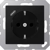 JUNG SCHUKO stopcontact met USB, type A1520-18CSWM, grafietzwart, mat