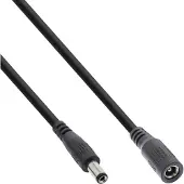 InLine DC verlengkabel | 5,5 x 2,5mm | max. 140W | AWG18 | zwart | 3 meter