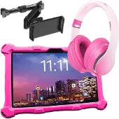 AngelTech Luxe OnderwegPakket XL PRO II – Kindertablet XL PRO II Roze + Kinderkoptelefoon + Tablethouder - Android 16 - Kindertablet Vanaf 3 Jaar – Kinder Tablet – Kids Tablet - Tablet voor Kinderen