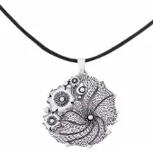 Charme Bijoux Ketting- Bloem- Metaal- Zilverkleur- 70 cm-