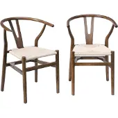 Sweeek Vintage stoel van beukenhout en touw (set van 2) Verouderd bruin