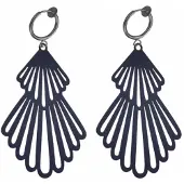 Charme Bijoux Klem Oorbellen- waaier -zwart-geen gaatje-