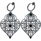 Charme Bijoux Klem oorbellen -zwart- filigraan-geen gaatje-