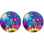 Charme Bijoux Clip oorbellen-Bloem-Gekleurd-2 cm
