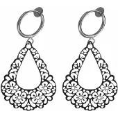 Charme Bijoux Klem oorbellen- filigraan- bloem -zwart-geen gaatje-