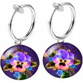 Charme Bijoux Klem oorbellen-Violen-Cabochon- 16 mm-geen gaatje-