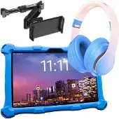 AngelTech Luxe OnderwegPakket XL PRO II – Kindertablet XL PRO II Blauw + Kinderkoptelefoon + Tablethouder - Android 16 - Kindertablet Vanaf 3 Jaar – Kinder Tablet – Kids Tablet - Tablet voor Kinderen