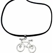 Charme Bijoux Halsketting fiets Zwart koord 45 cm metaal-