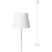 Sigor LED vloerlamp Nuindie IP54 120 cm rond USB-C sneeuwwit Nuindie, dimbaar, wit / opaal, Woon-/ Eetkamer, Aluminium, Modern
