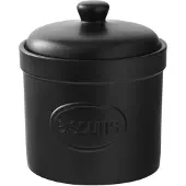 Bia Biscuits Koekjestrommel Mat Zwart – Keramiek (Steengoed) – Voorraadpot voor Koekjes – Keuken Opbergpot – Matte Jars Collectie