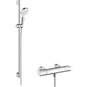 Hansgrohe Crometta doucheset met thermostaat en glijstang 90cm chroom