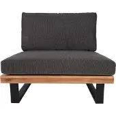 MCW Loungefauteuil -H54, tuinfuteuil, Spun Poly acaciahout MVG-gecertificeerd aluminium ~ bruin, bekleding donkergrijs