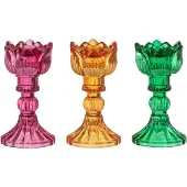 J-Line Kandelaar roos glas mix assortiment van drie