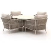 Bellagio + 10% kassakorting | Mineo/La Fonte ø150cm low dining tuinset 5-delig