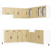 vidaXL 11-delige Keukenkastenset Kalmar bewerkt hout sonoma eikenkleur