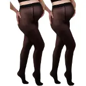 Mamsy - 2-Pack Half-Sheer Zwangerschapspanty 40den - Zwart - M