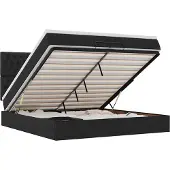 vidaXL Ottoman bed met matrassen en LED's 200x200cm stof zwart
