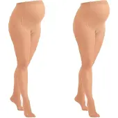Mamsy - 2-Pack Comfortabele Sheer Zwangerschapspanty 20den - Naturel - L