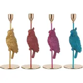 J-Line Kandelaar vogel resine mix assortiment van 4