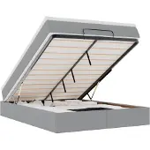 vidaXL Ottoman bed met matras 140x190cm stof lichtgrijs