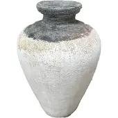 Ptmd Destyne White Round Terracotta Jar Pot Border L (Wit, 30x43x30cm)