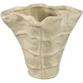 Ptmd Reff Cream Matt Ceramic Wavy Shaped Pot L (Beige, 27.5x25x24cm)
