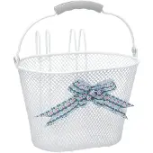 New Looxs Asti Fietsmand Kinderfiets - Wit - Mand voor Meisje - Fietsmandje met Hengsel en Strik - 8 liter