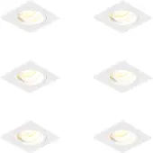 QAZQA Set van 6 Inbouwspots Vierkant Wit Draaibaar en Kantelbaar - Chuck