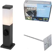 QAZQA Buitenlamp donkergrijs met grondpin en kabelmof 45cm incl. stopcontact IP44 - Malios