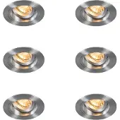 QAZQA Set van 6 inbouwspots rond aluminium verstelbaar - Chuck