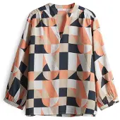 Opus Blouse 'Falinde' beige / lichtoranje / zwart / wit
