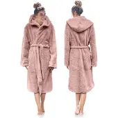 Linnick Teddy Pluche Badjas met Capuchon inclusief Teddy Tas - light pink - M