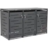 CoverTech Behuizing voor 3 Fargo antraciet afvalbakken van 120 of 240 liter