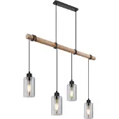 Globo Lighting Hanglamp Hadera 4 Lichts Zwart Met Smoke Glas