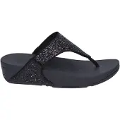 FitFlop Lulu Glitter Toe-Thongs PU Glitter Dames Slippers - Zwart Glitter