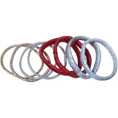 Hair Mode 2x Elastieken Goud, Zilver En Rood 8 Stuks
