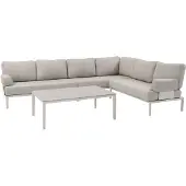 AVH-Collectie Hong Kong hoek loungeset 4 delig aluminium latte zand