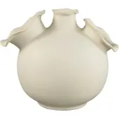 Ptmd Umme Cream Round Glazed Ceramic Vase Wavy Edges M