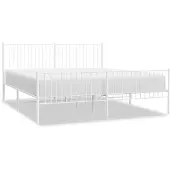 vidaXL Bedframe met hoofd- en voeteneinde metaal wit 193x203 cm