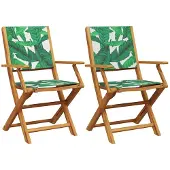 vidaXL Tuinstoelen 2 st bladpatroon massief acaciahout en stof