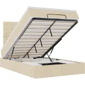 vidaXL Ottoman bed met matras en LED's 120x200cm stof crèmekleurig