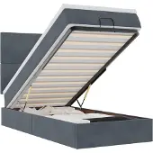 vidaXL Ottoman bed met matrassen 140x190cm fluweel donkergrijs