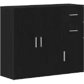 vidaXL - Dressoir - zwart - eiken - 91x29,5x75 - cm - bewerkt - hout