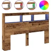 vidaXL Hoofdbordkast met LED 160x17x102 cm oud hout