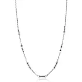 Zinzi zilveren schakel ketting met zeven gladde bamboe vormen 40-45m ZIC2577